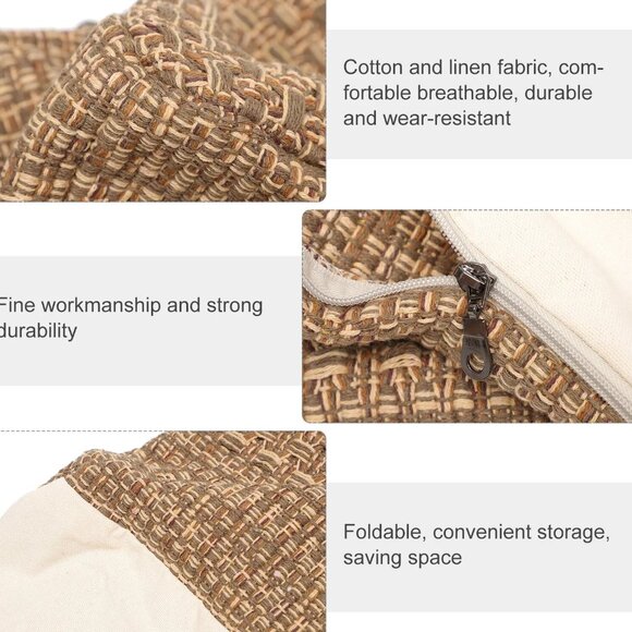 LongYTong Handwoven Pouf Ottoman Cover | Square Braided Foot Stool | Unstuffed - Picture 2 of 5